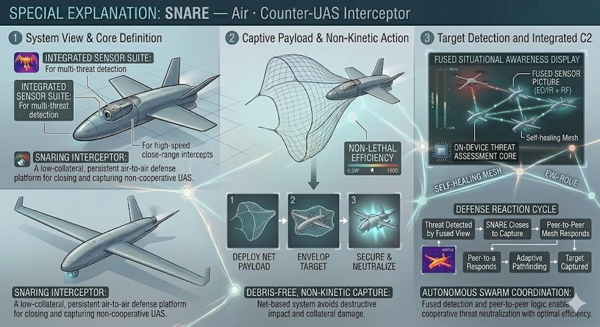 Snare non-kinetic counter-UAS interceptor concept